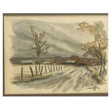 Rural Landscape Watercolor by J.C. Moncado (1984)