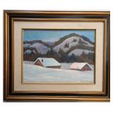 Fernande Robitaille Quebec Winter Landscape Oil
