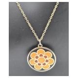 1970's De Passille Syvestre Enamel Flower Necklace