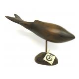 Vtg Yome Lebel hand carved wood Whale Sculpture.