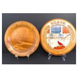 Pair of vtg hand crafted wood 'Give Us This Day