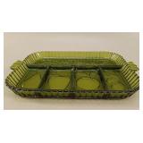 Indiana Glass Green Tiara Fruit Embossed Tray