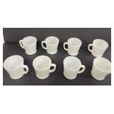 Set of 8 Anchor Hocking Fire-King Milk Glass Mugs