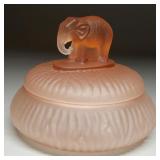 Art Deco LE Smith Elephant Top Peach Powder Jar