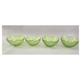 Set of 4 Arcoroc France Aspen Green Leaf Bowls