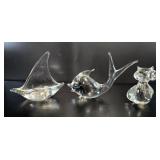 Mid-Century Crystal Art Glass Figurine Trio