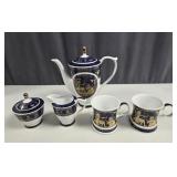 Egyptian Revival Royal Porcelain Sculpture Teaset