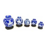 Vtg Chinese Kangxi Cobalt Blue Ginger Jars