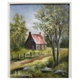 Signed K. Nicholas Country Landscape Oil Painting