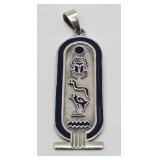 Sterling Egyptian Hieroglyphic Pendant vtg