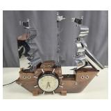 United Corp. Clipper Ship Clock Lamp vtg