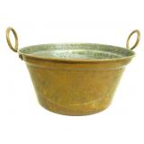 Vtg rustic hand-hammered patinated large solid