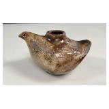 Raku Studio Pottery Incised Bird Vessel