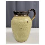 Vintage Hand Thrown Stoneware Pitcher with leaf