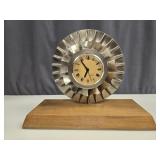 Turbine Blade Desk Clock on Wood Base