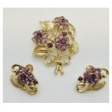 VTG Coro Purple Rhinestone Floral Set