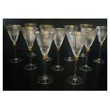 VTG Gold-Rimmed Optic Ribbed Wine Glasses