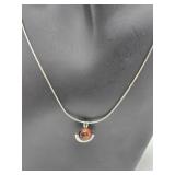 925 Sterling Necklace with Amber Modernist Pendant
