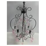 Chrome & Pink Glass 5-Light Chandelier