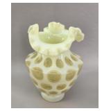 RARE Uranium Fenton Topaz Opalescent Coin Dot Vase