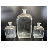 3 , 19th C. Apothecary Bottles w Gilding