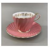 Aynsley Teacup and Saucer, England, Gilt and