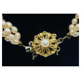 VTG Silver Triple Strand Pearl Necklace
