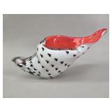 Murano Style Art Glass Spotted Conch Shell Bowl