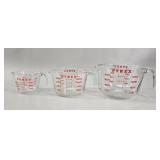 Vintage Pyrex Glass Measuring Cup Trio (1-8 Cups)