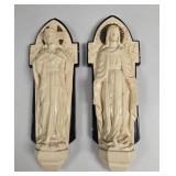 Chalkware Sacred Heart & Mary Wall Plaques