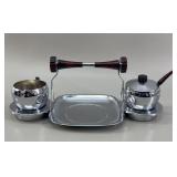 MCM Glo Hill Chrome & Bakelite Cream & Sugar Caddy