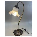 Antique-Style Brass Goose Neck Lamp with Frosted