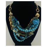Nina Ricci Blue Multi-Strand Statement Necklace