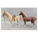 Pair of Louis Marx & Co. Plastic Horses vtg