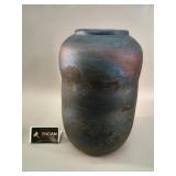 Lg Fired Metallic Glazed Ceramic Floor Vase