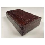 African Tooled Leather Trinket Box