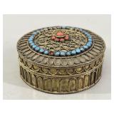 Tibetan Filigree Silver & Turquoise Box