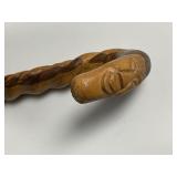 Hand-Carved Folk Art Spiral Walking Stick