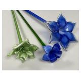 Hand-Blown Art Glass Floral Trio