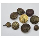 9 Antique Canadian National Railway CNR Buttons