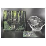 Mats Jonasson Crowned Crane Crystal Sculpture