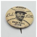 Rare 1934 Babe Ruth Quaker Oats Pinback Button