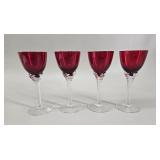 Sasaki Coronation Cranberry Claret Liqueur Glasses