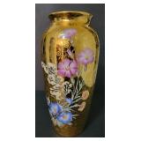Porcelain vase Limoges France F.M hand-enhanced