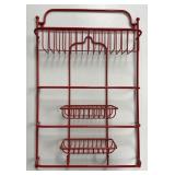 Mid-Century Modern Red Wire Wall Rack & Caddy