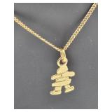 925 Gold Wash Sterling Inukshuk Pendant Necklace