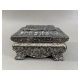 Embossed metal jewellery box with key
