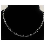 VTG 925 Silver Textured Paperclip Link Necklace