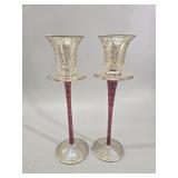 Venetian Murano Style Gold-Gilt Glass Candlesticks