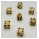 Antique Hand-Carved Bovine Bone Dice Set